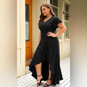 Long Black Formal Dresses Women Gowns Evening Elegant V Neck Wedding Guest 3X